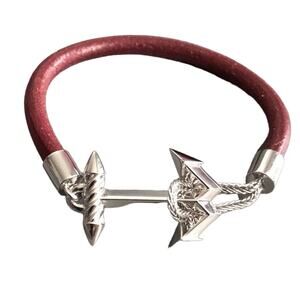 EDDIE BORGO LEATHER Nautical Mens ANCHOR BRACELET $250 NWT